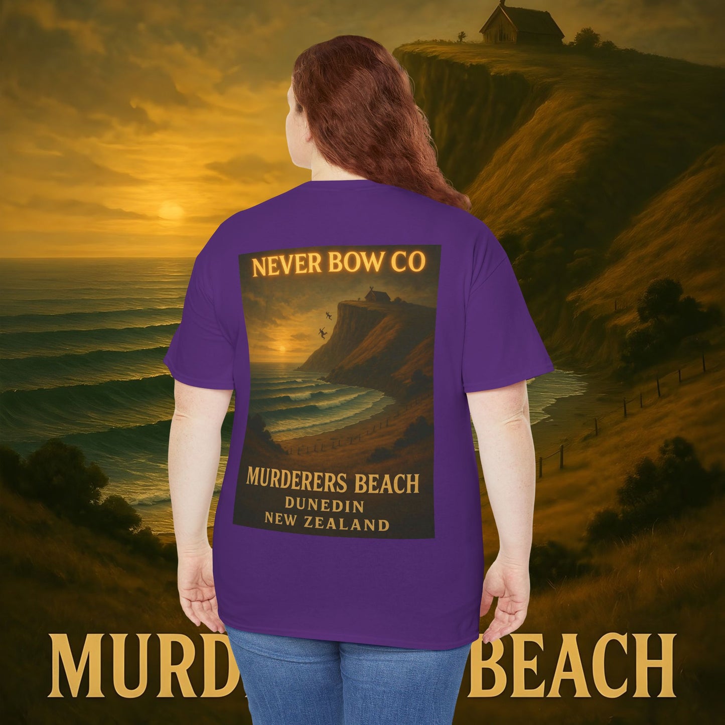 Never Bow Co. Heavy Tee – Murderers Beach | Built for warriors who rise from chaos, this premium cotton armour speaks truth and grit. Every stitch defies silence, every wear declares strength.