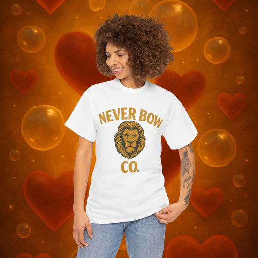 Never Bow Heavy Tee – “Love Is My Religion” | Wear Defiance, Not Fashion. Built for warriors, lovers, and truth-tellers. Every stitch declares rebellion, every wear is a sermon. Stand unshaken.