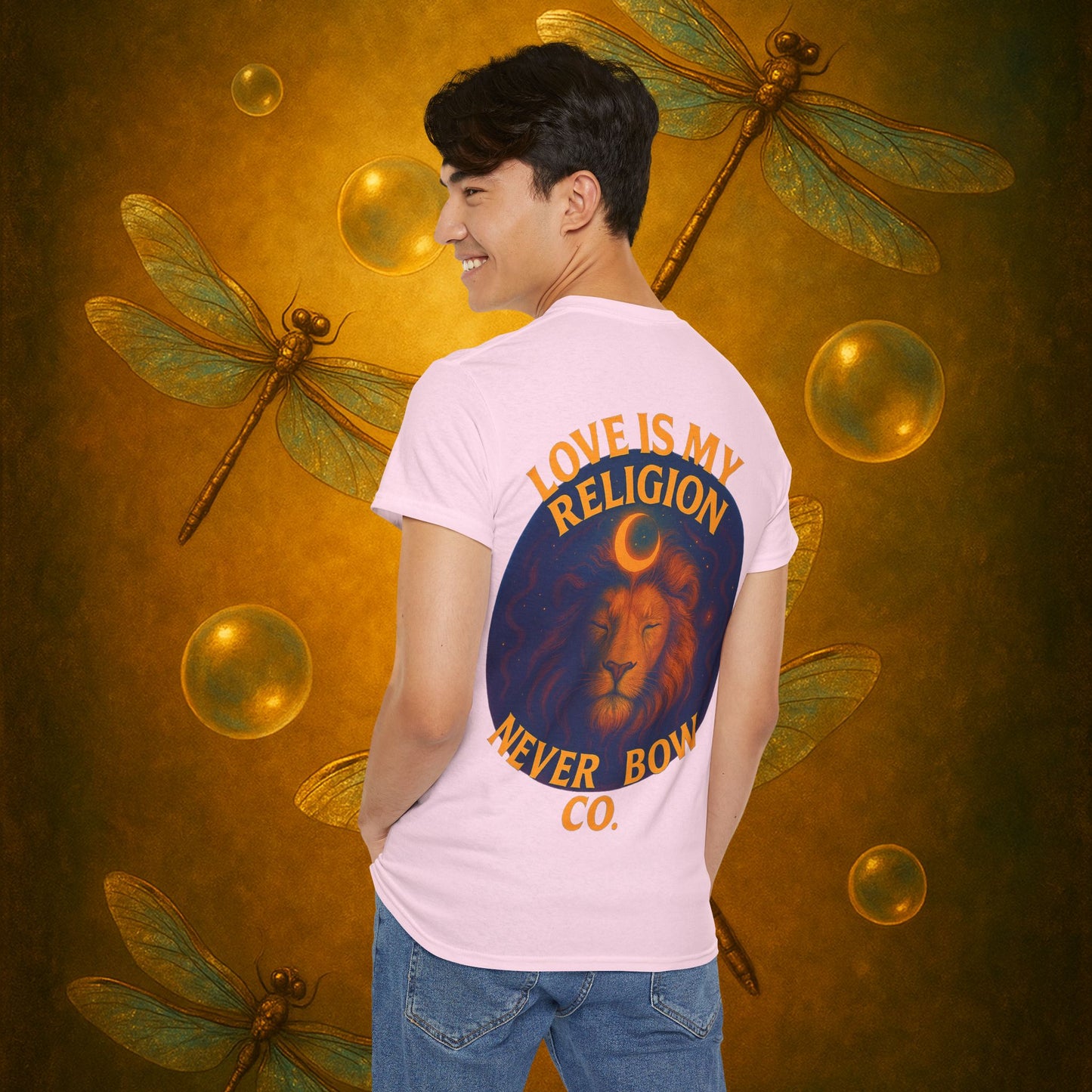 Never Bow Heavy Tee – “Love Is My Religion” | Wear Defiance, Not Fashion. Built for warriors, lovers, and truth-tellers. Every stitch declares rebellion, every wear is a sermon. Stand unshaken.