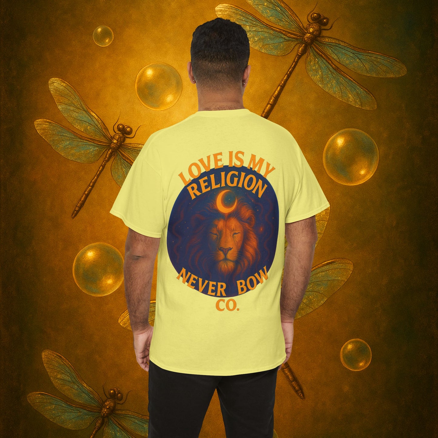 Never Bow Heavy Tee – “Love Is My Religion” | Wear Defiance, Not Fashion. Built for warriors, lovers, and truth-tellers. Every stitch declares rebellion, every wear is a sermon. Stand unshaken.