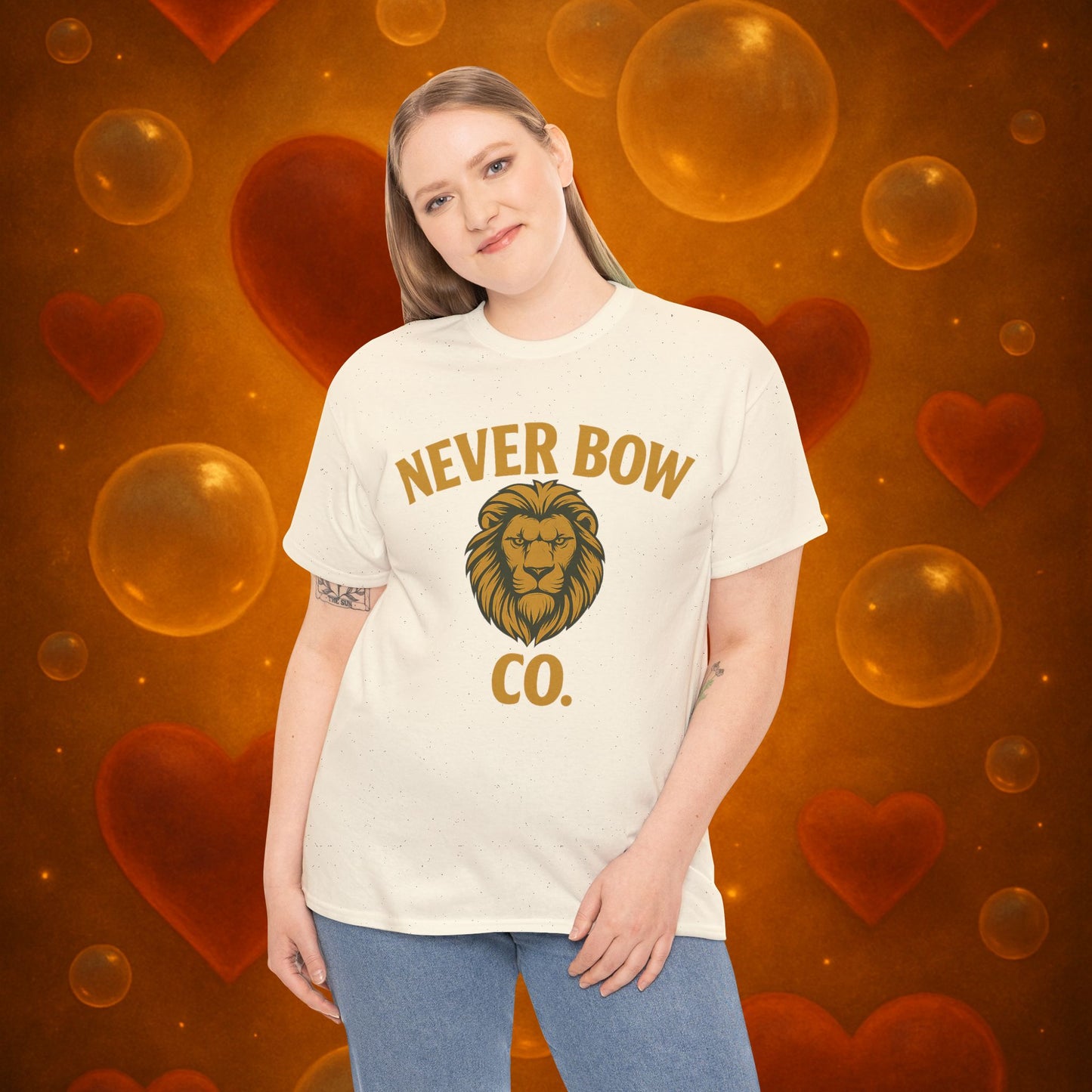 Never Bow Heavy Tee – “Love Is My Religion” | Wear Defiance, Not Fashion. Built for warriors, lovers, and truth-tellers. Every stitch declares rebellion, every wear is a sermon. Stand unshaken.