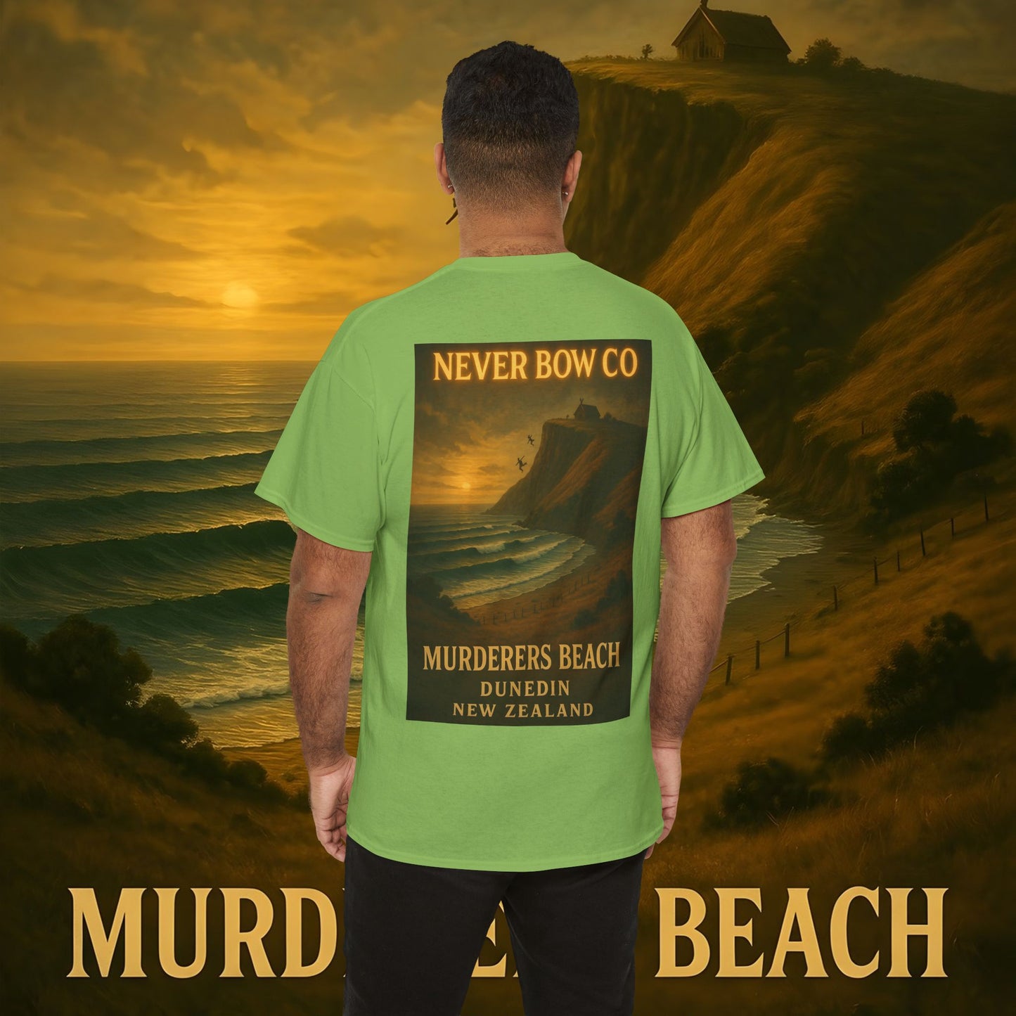 Never Bow Co. Heavy Tee – Murderers Beach | Built for warriors who rise from chaos, this premium cotton armour speaks truth and grit. Every stitch defies silence, every wear declares strength.