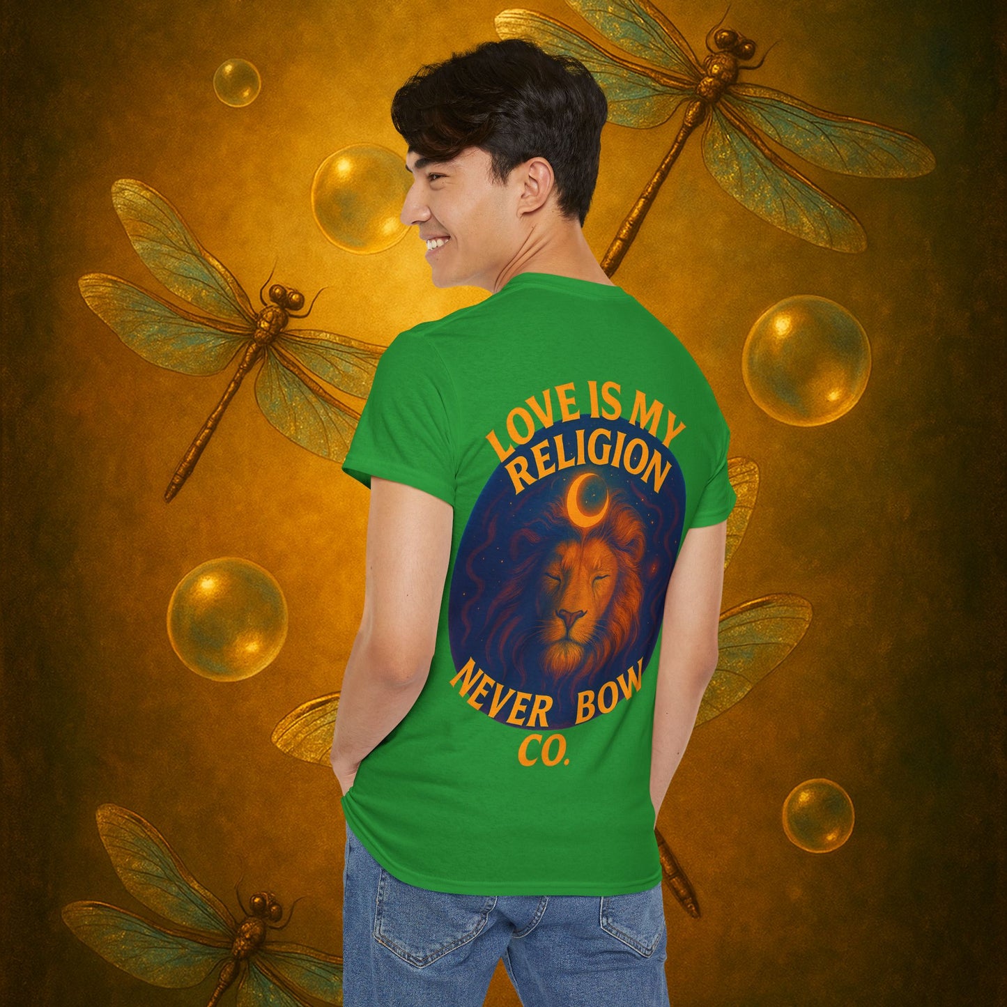 Never Bow Heavy Tee – “Love Is My Religion” | Wear Defiance, Not Fashion. Built for warriors, lovers, and truth-tellers. Every stitch declares rebellion, every wear is a sermon. Stand unshaken.