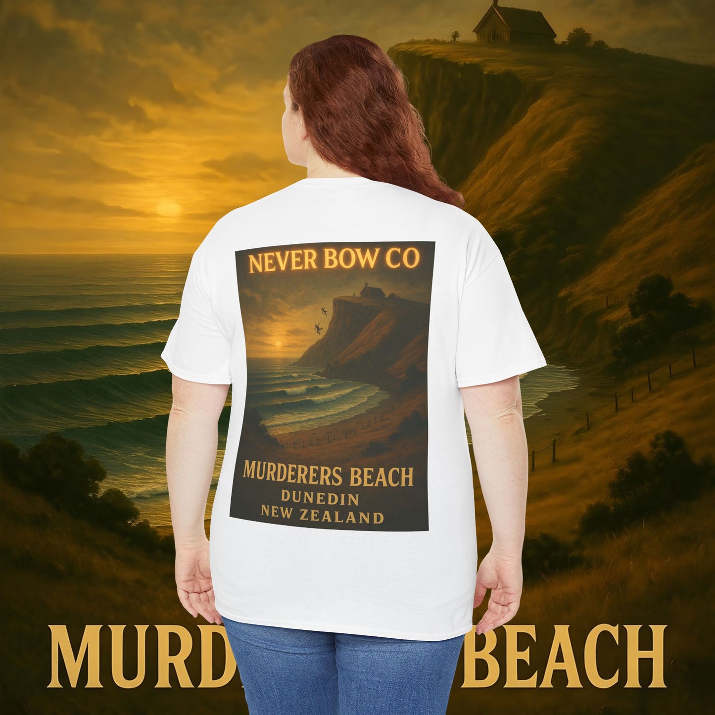 Never Bow Co. Heavy Tee – Murderers Beach | Built for warriors who rise from chaos, this premium cotton armour speaks truth and grit. Every stitch defies silence, every wear declares strength.