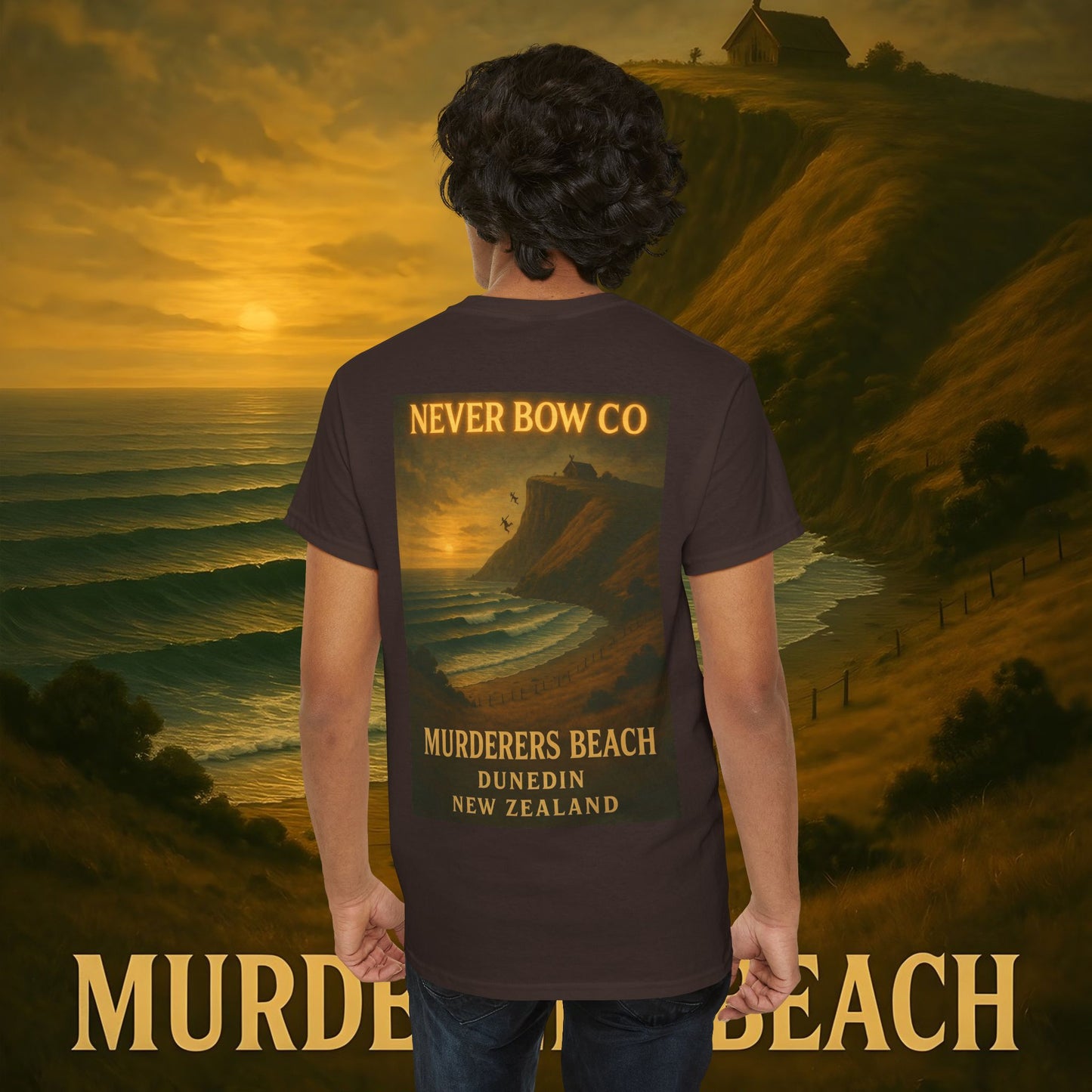 Never Bow Co. Heavy Tee – Murderers Beach | Built for warriors who rise from chaos, this premium cotton armour speaks truth and grit. Every stitch defies silence, every wear declares strength.