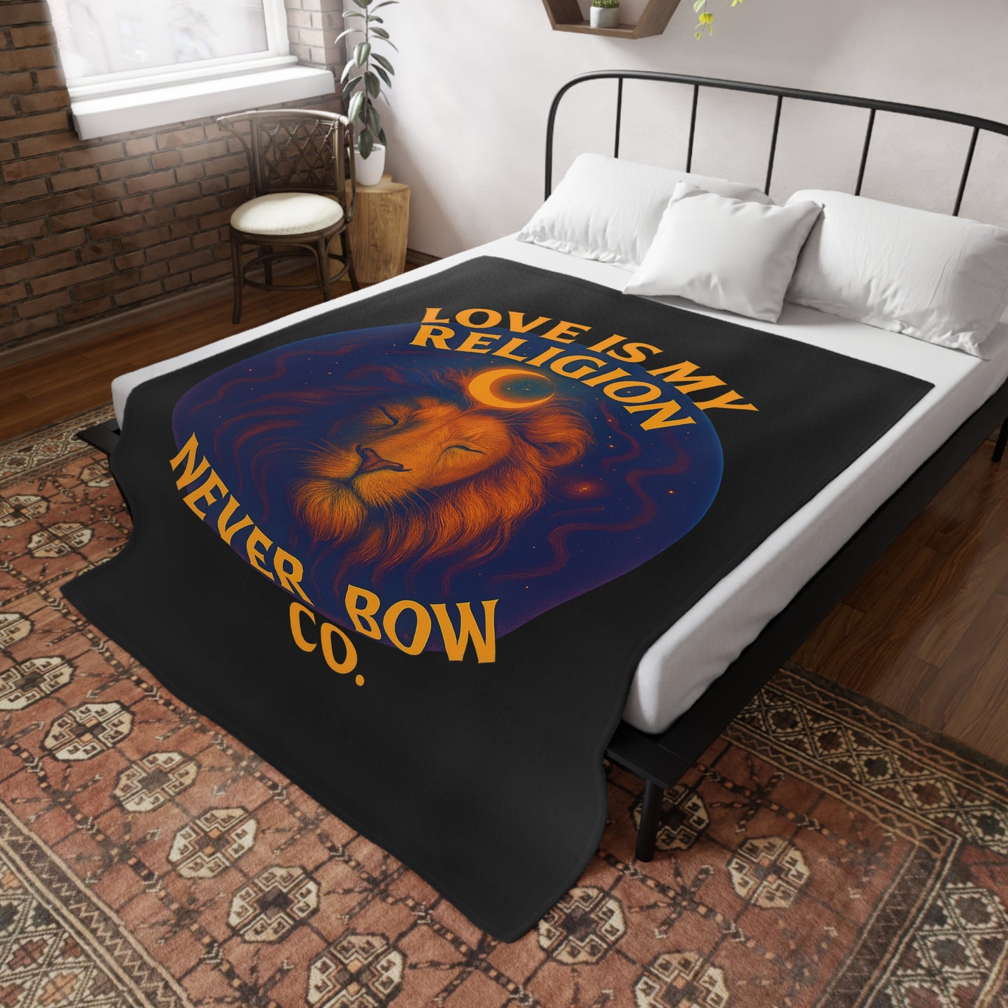 Never Bow Co. "Love Is My Religion" - Spiritual Love Plush Fleece Blanket, Cozy Home Decor, Gift for Animal Lovers, Meditation Blanket, Inspirational Throw