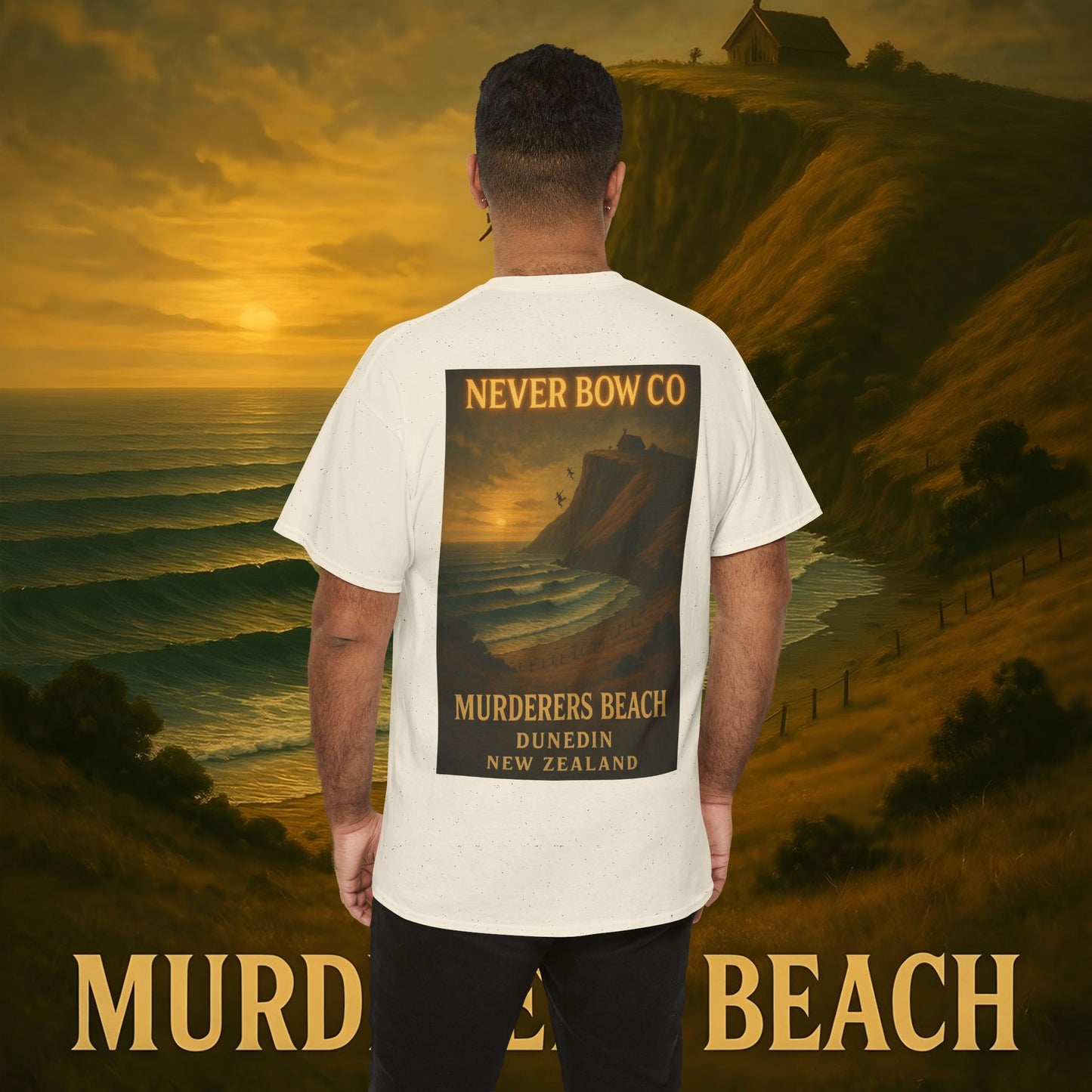 Never Bow Co. Heavy Tee – Murderers Beach | Built for warriors who rise from chaos, this premium cotton armour speaks truth and grit. Every stitch defies silence, every wear declares strength.