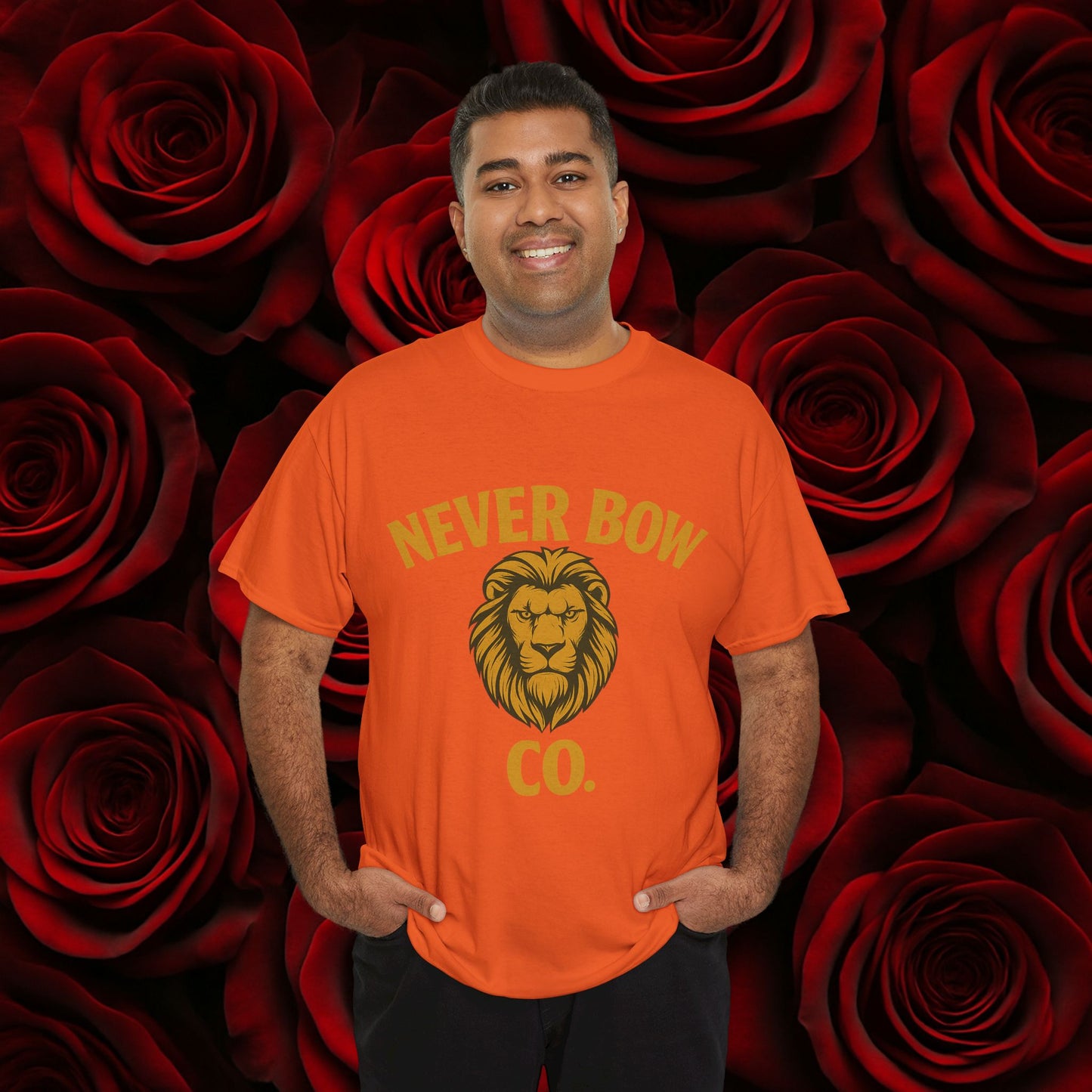 Never Bow Co. Heavy Tee – Cracked Crown Lion | Wear Defiance, Not Fashion. Premium cotton armour for warriors, rebels, and truth-tellers. Every stitch carries fire, every wear declares: I will never bow.