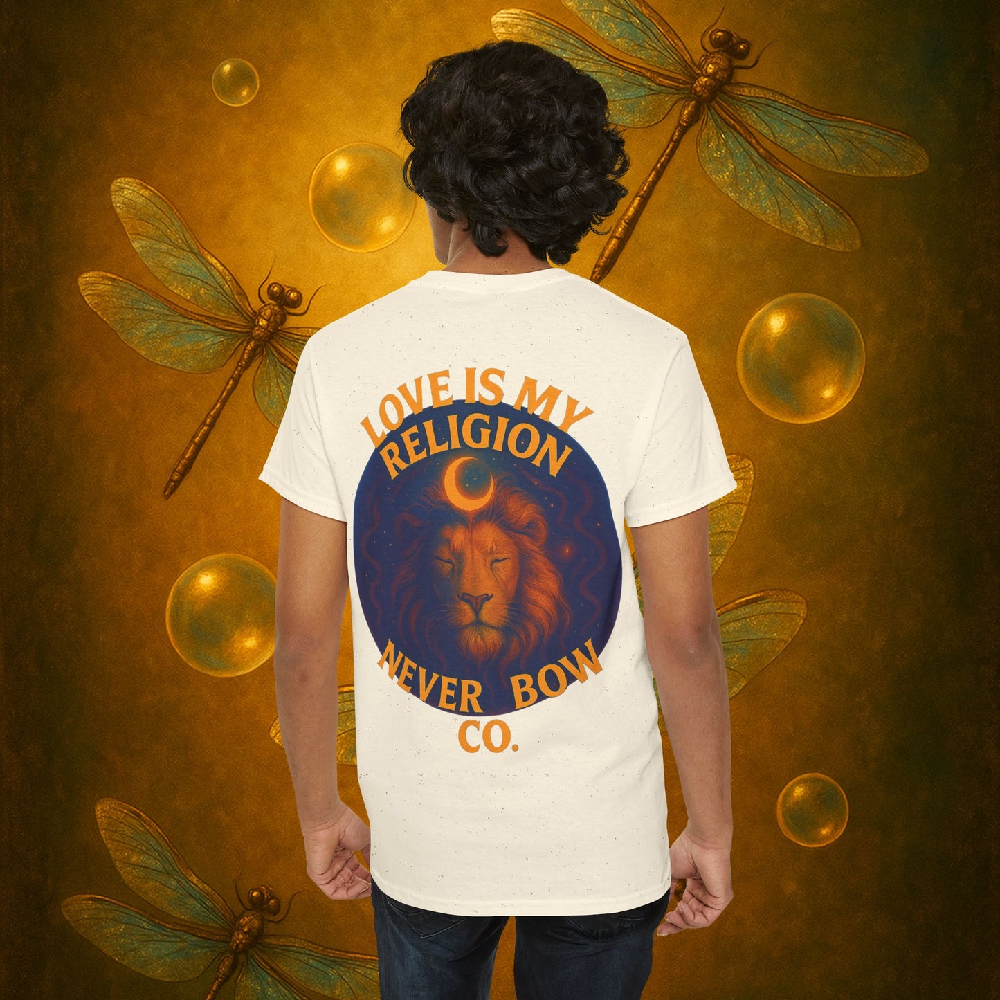 Never Bow Heavy Tee – “Love Is My Religion” | Wear Defiance, Not Fashion. Built for warriors, lovers, and truth-tellers. Every stitch declares rebellion, every wear is a sermon. Stand unshaken.