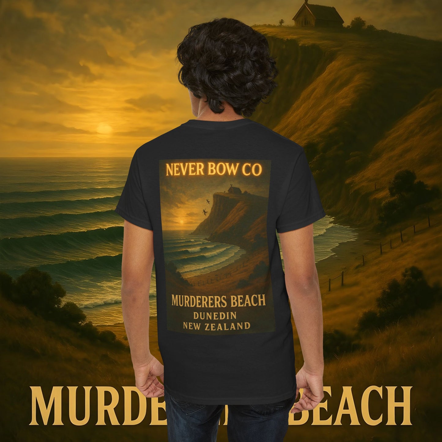 Never Bow Co. Heavy Tee – Murderers Beach | Built for warriors who rise from chaos, this premium cotton armour speaks truth and grit. Every stitch defies silence, every wear declares strength.