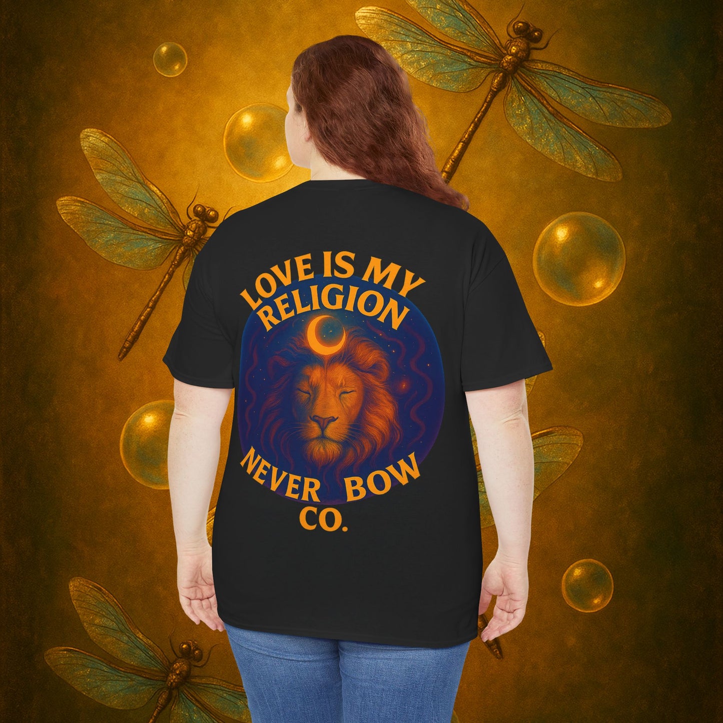 Never Bow Heavy Tee – “Love Is My Religion” | Wear Defiance, Not Fashion. Built for warriors, lovers, and truth-tellers. Every stitch declares rebellion, every wear is a sermon. Stand unshaken.