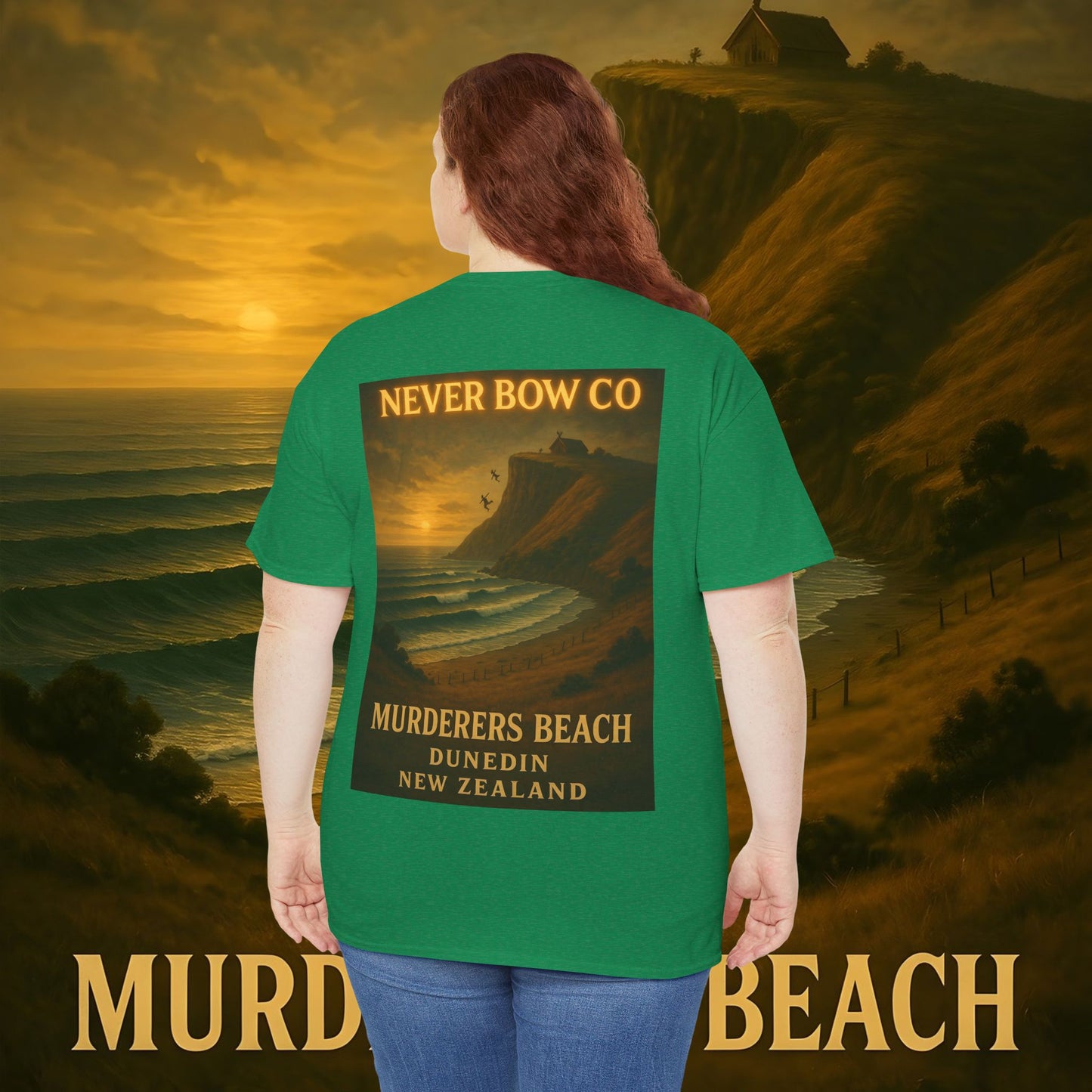 Never Bow Co. Heavy Tee – Murderers Beach | Built for warriors who rise from chaos, this premium cotton armour speaks truth and grit. Every stitch defies silence, every wear declares strength.