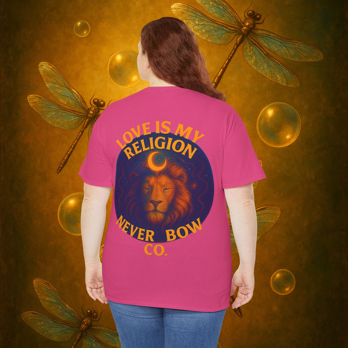 Never Bow Heavy Tee – “Love Is My Religion” | Wear Defiance, Not Fashion. Built for warriors, lovers, and truth-tellers. Every stitch declares rebellion, every wear is a sermon. Stand unshaken.