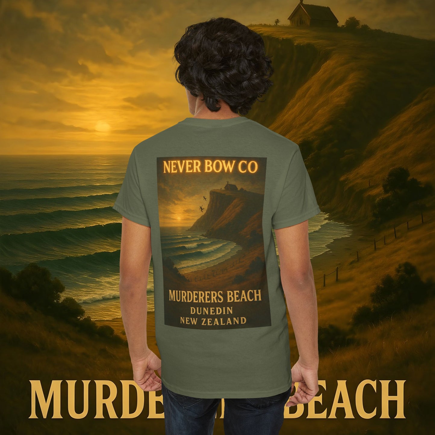 Never Bow Co. Heavy Tee – Murderers Beach | Built for warriors who rise from chaos, this premium cotton armour speaks truth and grit. Every stitch defies silence, every wear declares strength.