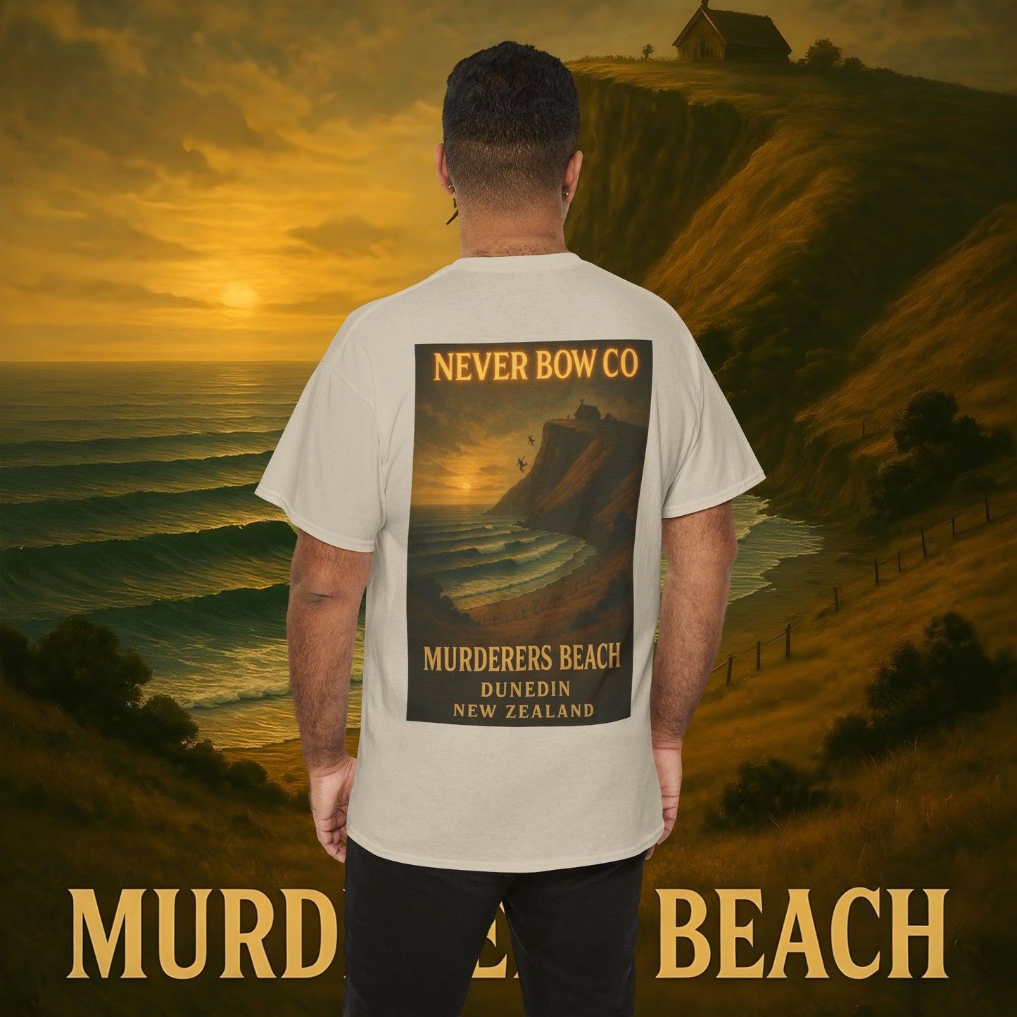 Never Bow Co. Heavy Tee – Murderers Beach | Built for warriors who rise from chaos, this premium cotton armour speaks truth and grit. Every stitch defies silence, every wear declares strength.