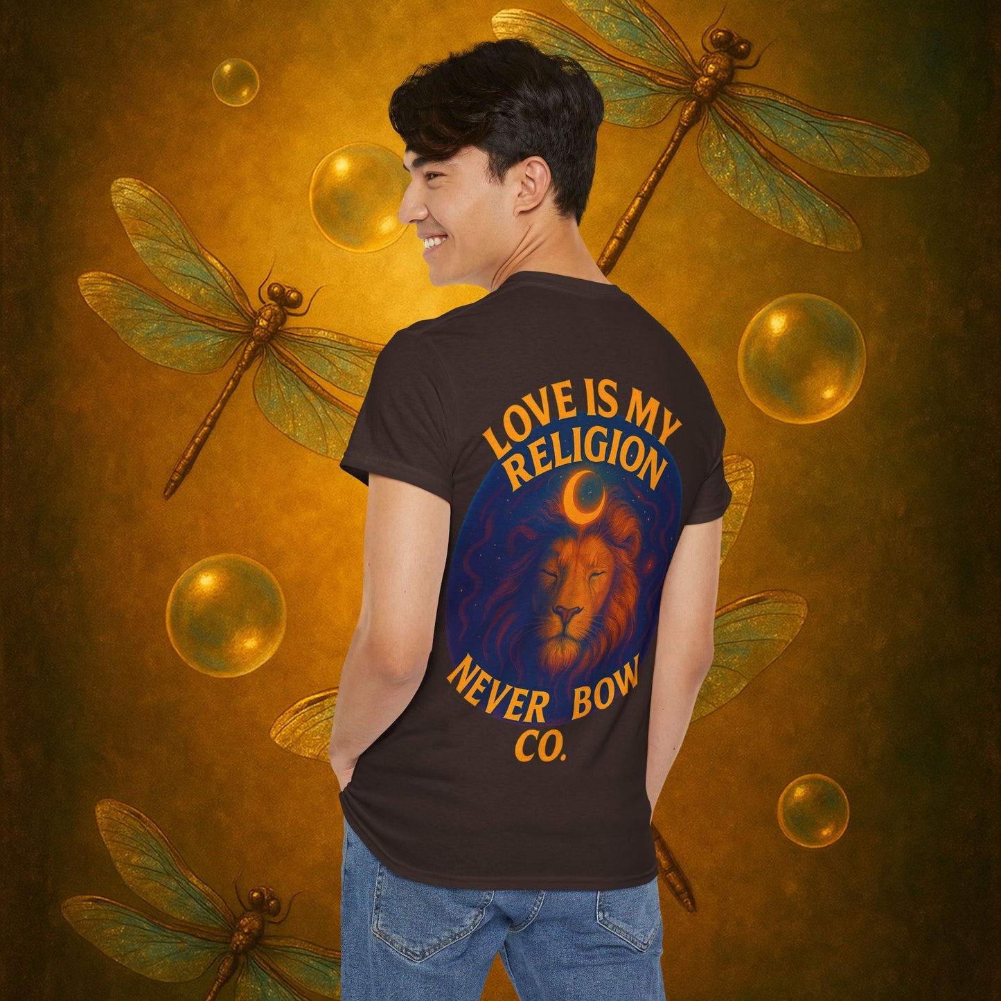 Never Bow Heavy Tee – “Love Is My Religion” | Wear Defiance, Not Fashion. Built for warriors, lovers, and truth-tellers. Every stitch declares rebellion, every wear is a sermon. Stand unshaken.