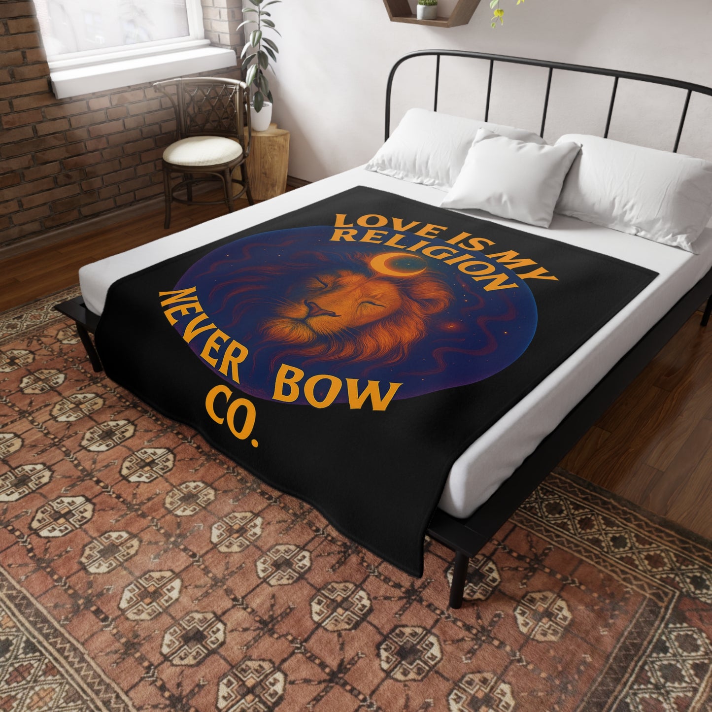 Never Bow Co. "Love Is My Religion" - Spiritual Love Plush Fleece Blanket, Cozy Home Decor, Gift for Animal Lovers, Meditation Blanket, Inspirational Throw