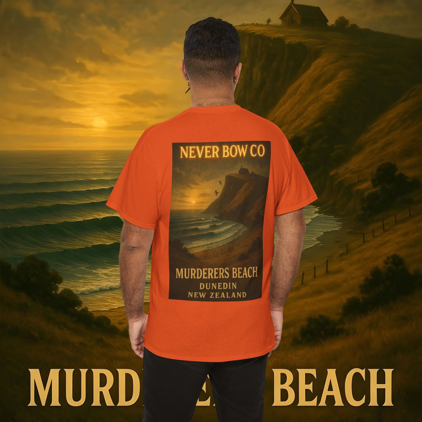 Never Bow Co. Heavy Tee – Murderers Beach | Built for warriors who rise from chaos, this premium cotton armour speaks truth and grit. Every stitch defies silence, every wear declares strength.
