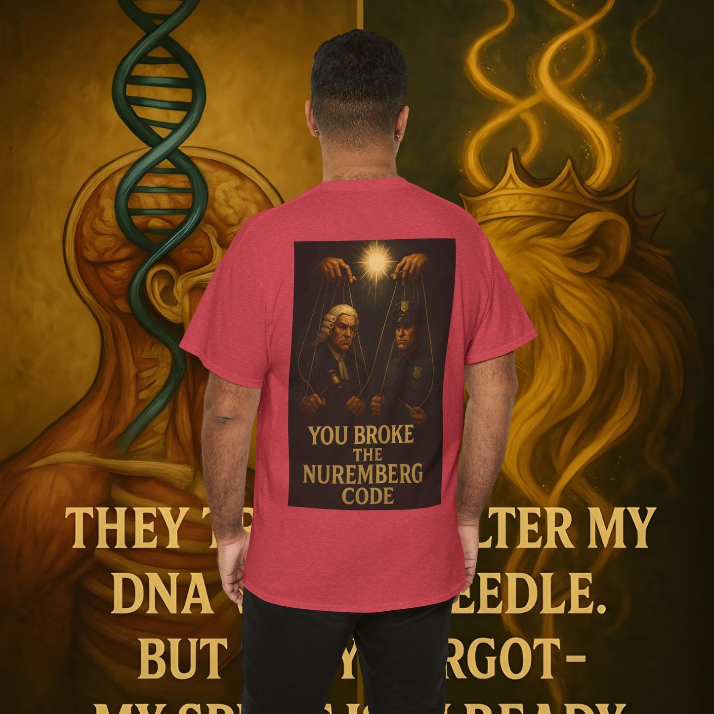 Never Bow Co “You Broke Nuremberg Code” Graphic Tee — Fearless Statement Shirt for Rebels, Truth-Seekers, and Warriors Who Refuse to Be Silenced, Built to Ignite Courage, Spark Conversation, and Stand...