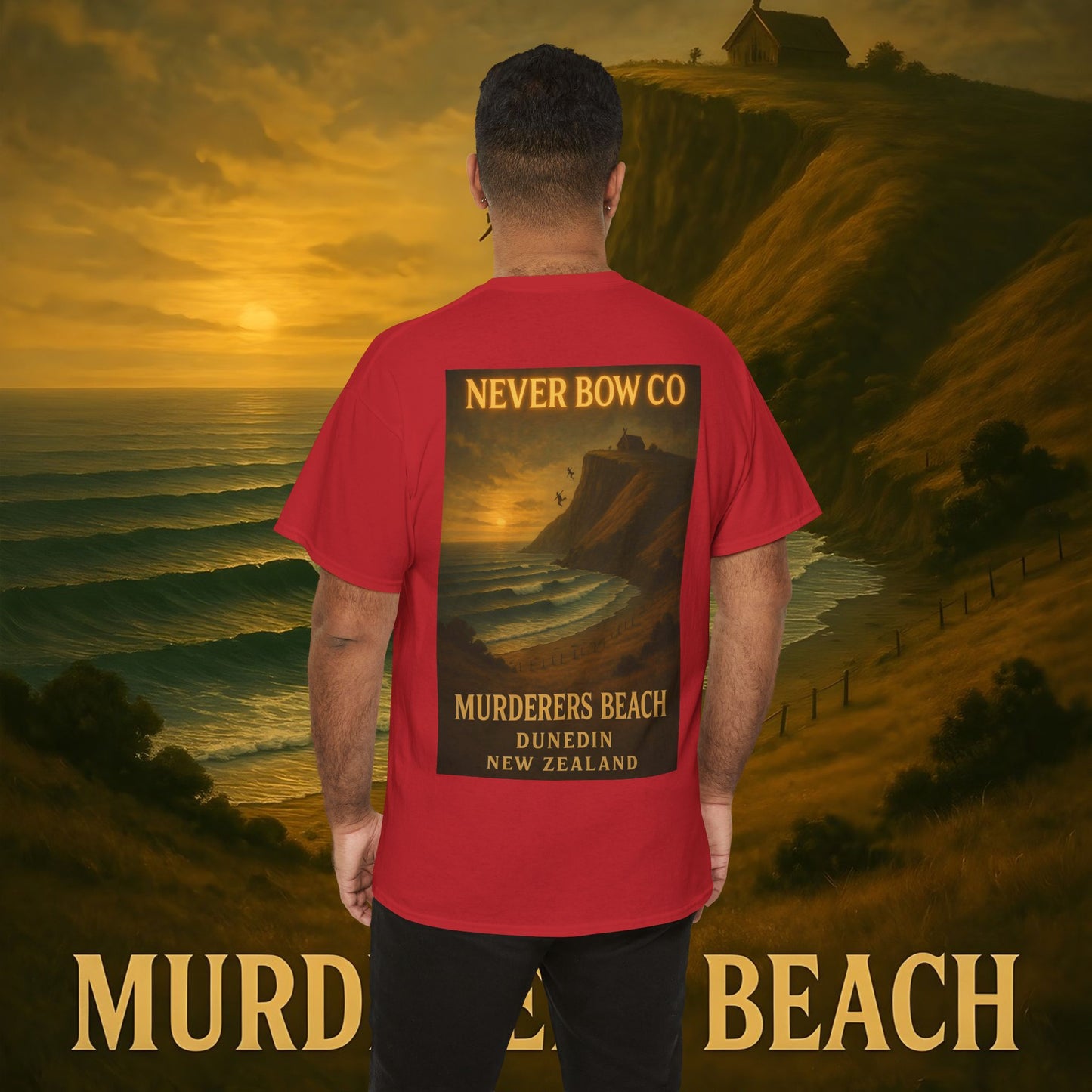 Never Bow Co. Heavy Tee – Murderers Beach | Built for warriors who rise from chaos, this premium cotton armour speaks truth and grit. Every stitch defies silence, every wear declares strength.