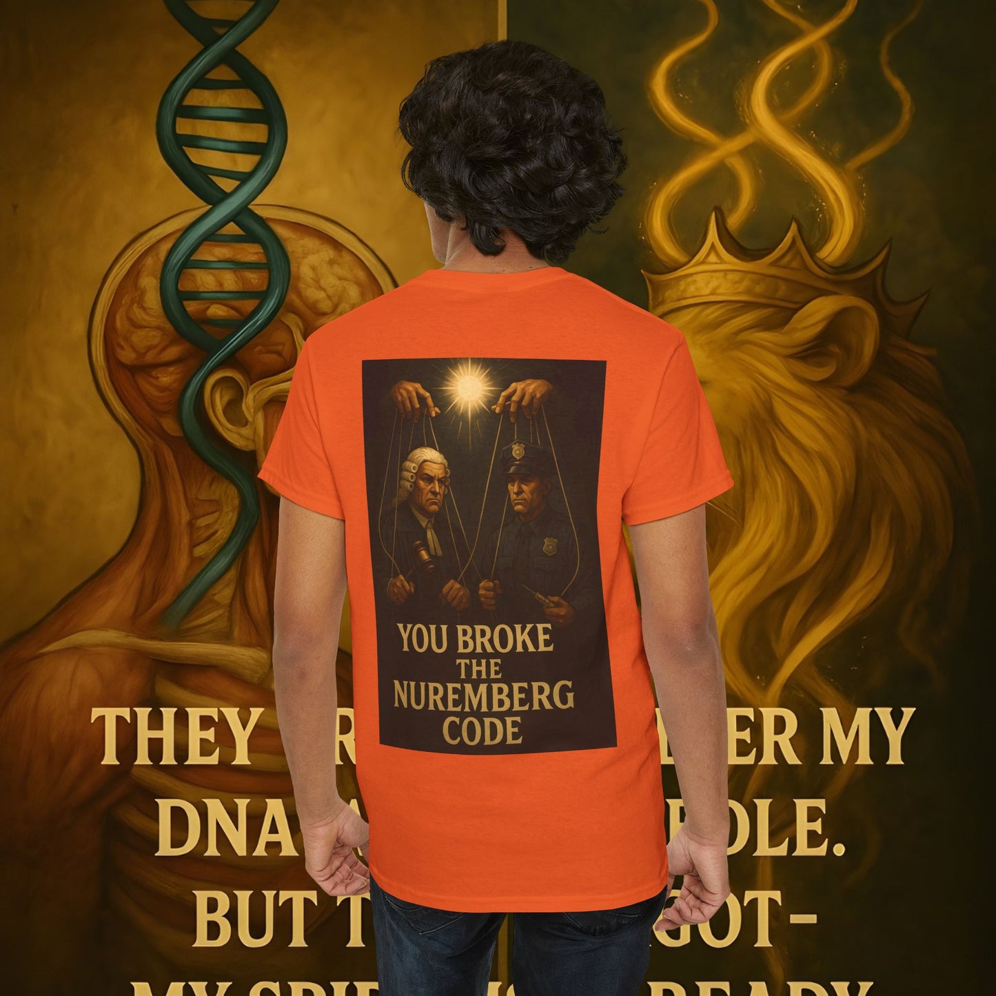 Never Bow Co “You Broke Nuremberg Code” Graphic Tee — Fearless Statement Shirt for Rebels, Truth-Seekers, and Warriors Who Refuse to Be Silenced, Built to Ignite Courage, Spark Conversation, and Stand...
