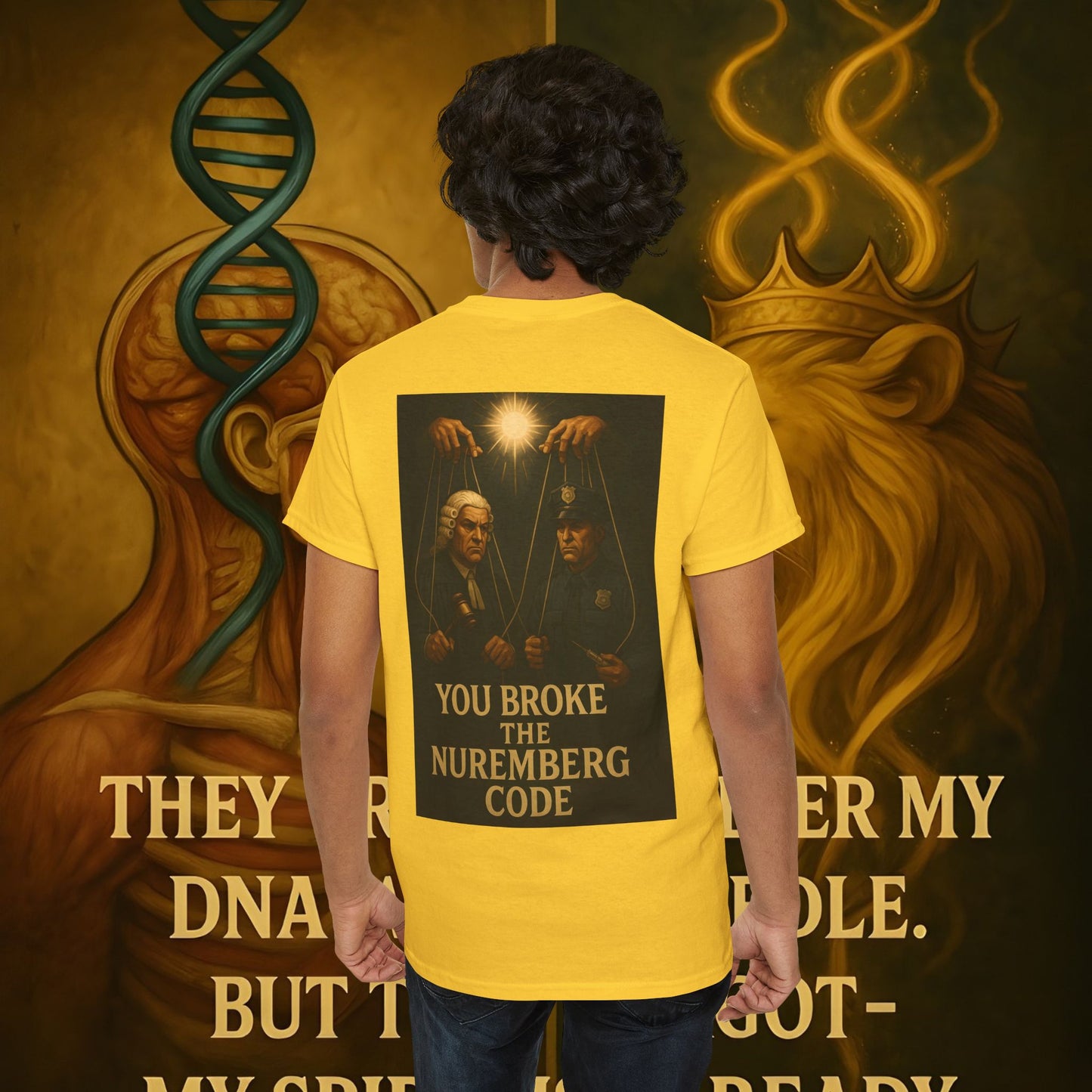 Never Bow Co “You Broke Nuremberg Code” Graphic Tee — Fearless Statement Shirt for Rebels, Truth-Seekers, and Warriors Who Refuse to Be Silenced, Built to Ignite Courage, Spark Conversation, and Stand Unbroken Against Oppression.