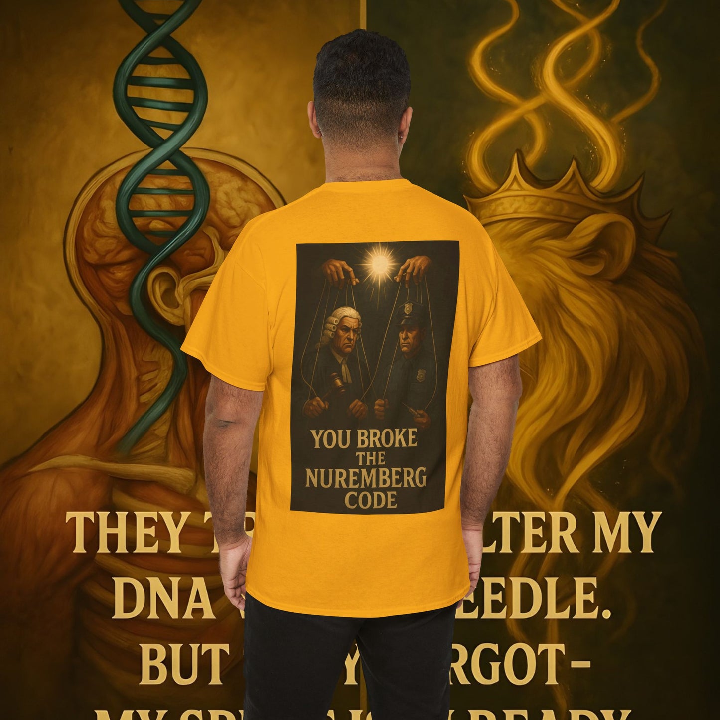Never Bow Co “You Broke Nuremberg Code” Graphic Tee — Fearless Statement Shirt for Rebels, Truth-Seekers, and Warriors Who Refuse to Be Silenced, Built to Ignite Courage, Spark Conversation, and Stand...