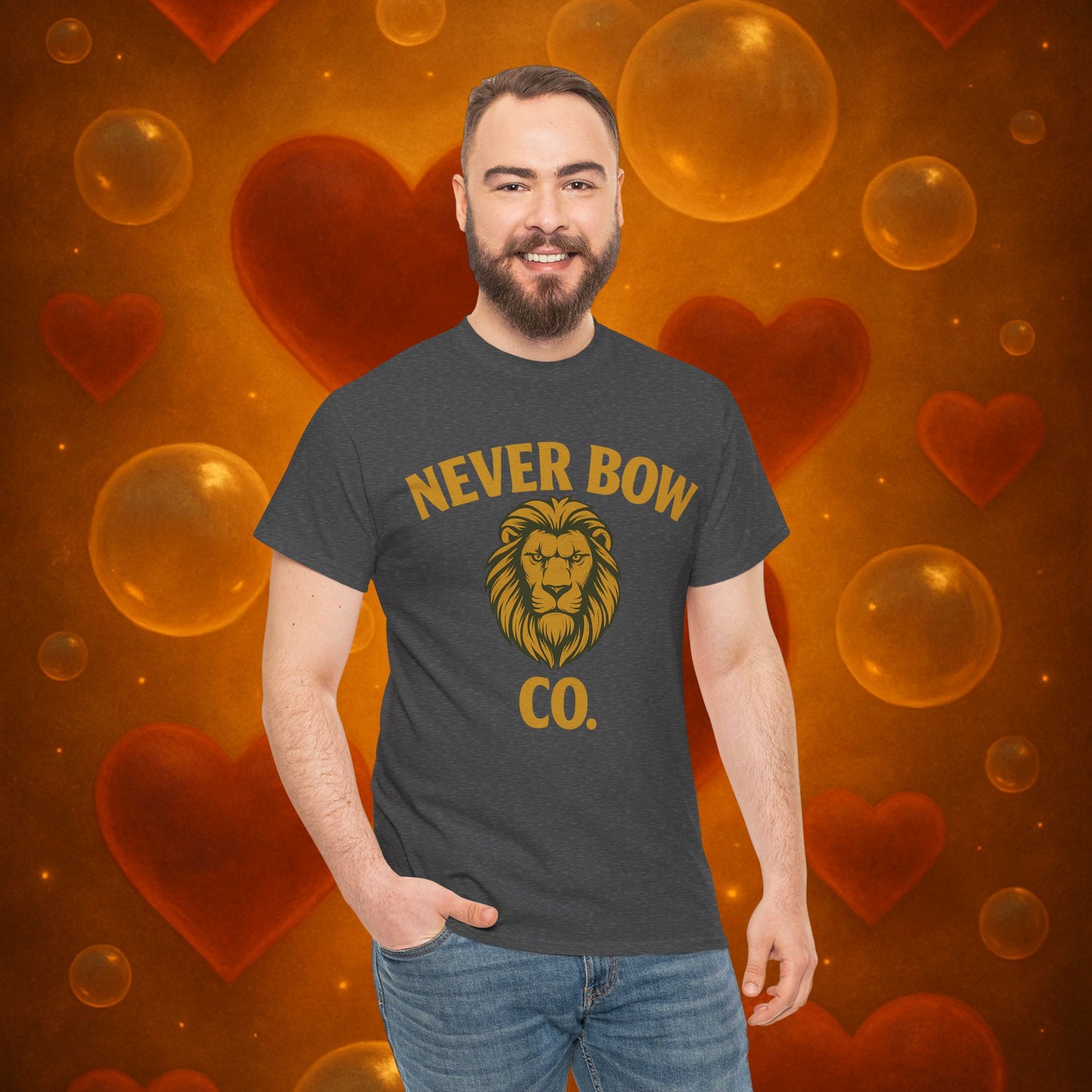 Never Bow Heavy Tee – “Love Is My Religion” | Wear Defiance, Not Fashion. Built for warriors, lovers, and truth-tellers. Every stitch declares rebellion, every wear is a sermon. Stand unshaken.