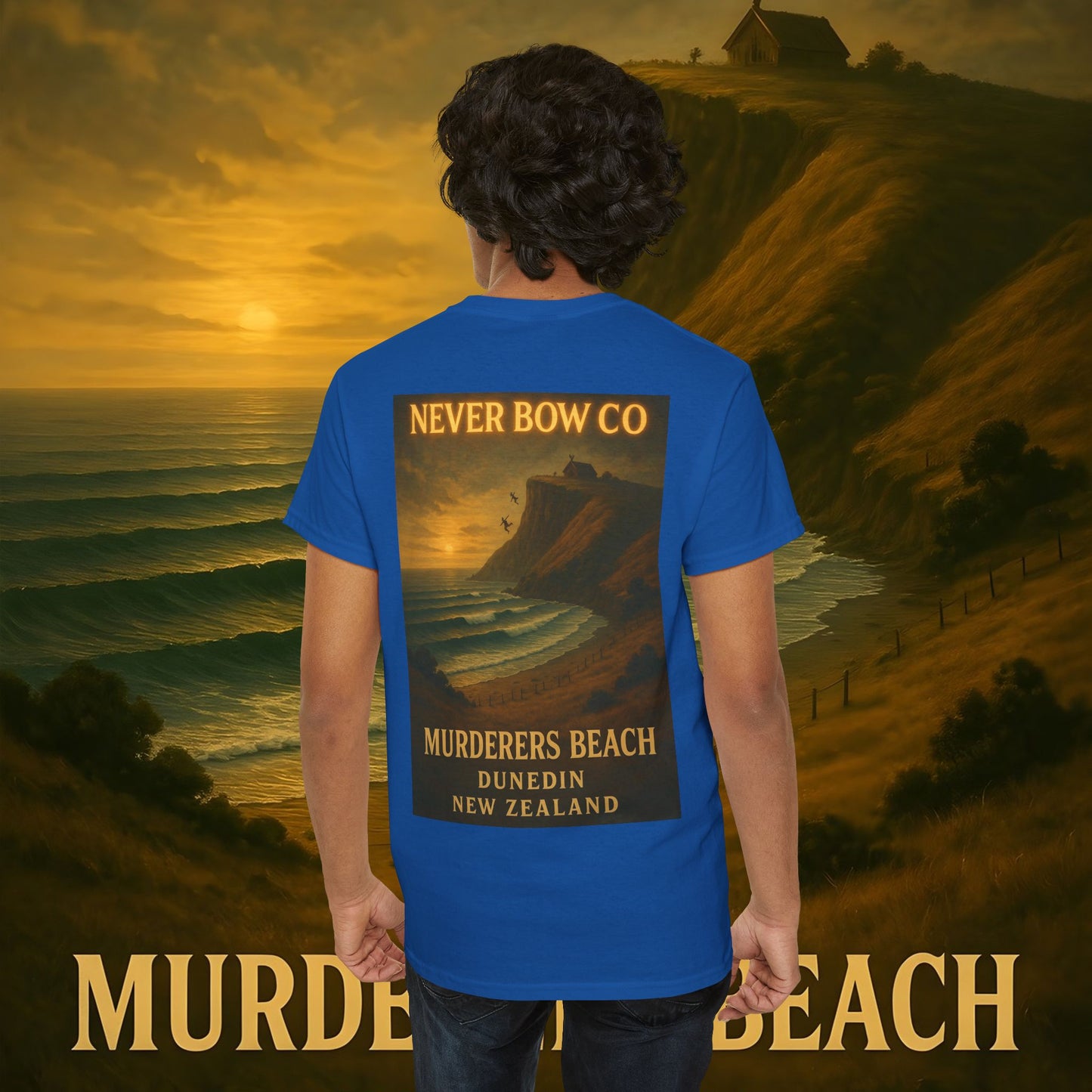 Never Bow Co. Heavy Tee – Murderers Beach | Built for warriors who rise from chaos, this premium cotton armour speaks truth and grit. Every stitch defies silence, every wear declares strength.