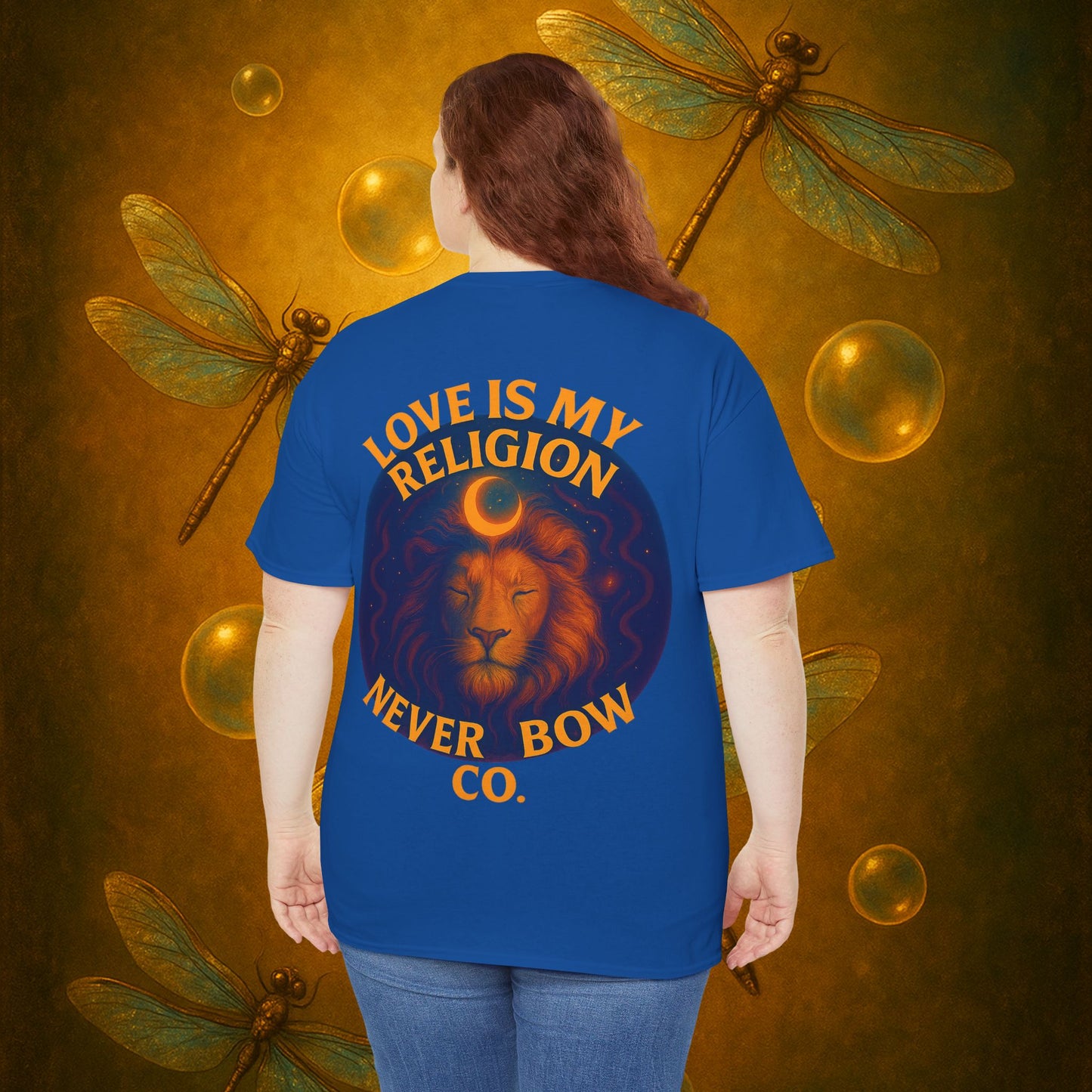 Never Bow Heavy Tee – “Love Is My Religion” | Wear Defiance, Not Fashion. Built for warriors, lovers, and truth-tellers. Every stitch declares rebellion, every wear is a sermon. Stand unshaken.