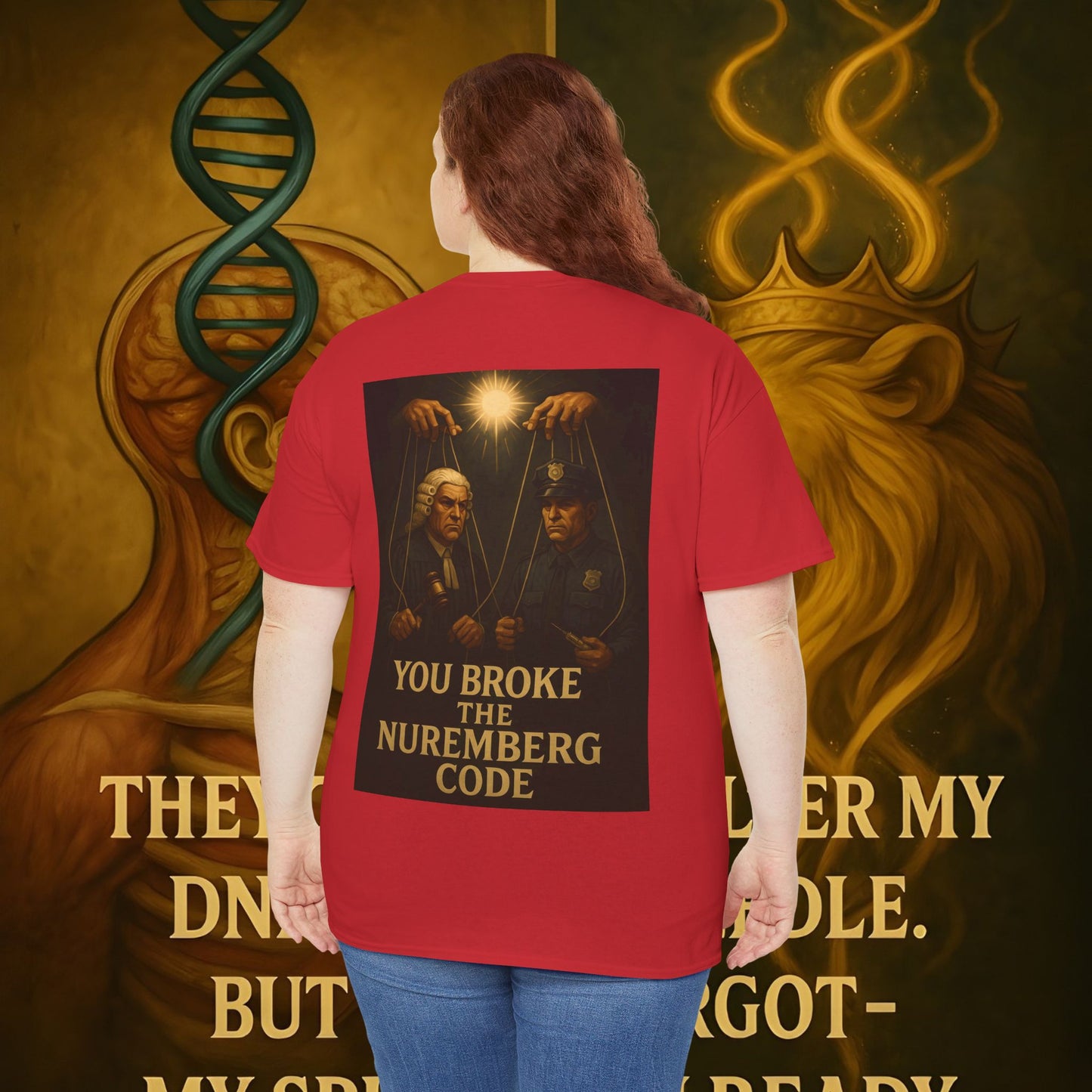 Never Bow Co “You Broke Nuremberg Code” Graphic Tee — Fearless Statement Shirt for Rebels, Truth-Seekers, and Warriors Who Refuse to Be Silenced, Built to Ignite Courage, Spark Conversation, and Stand...