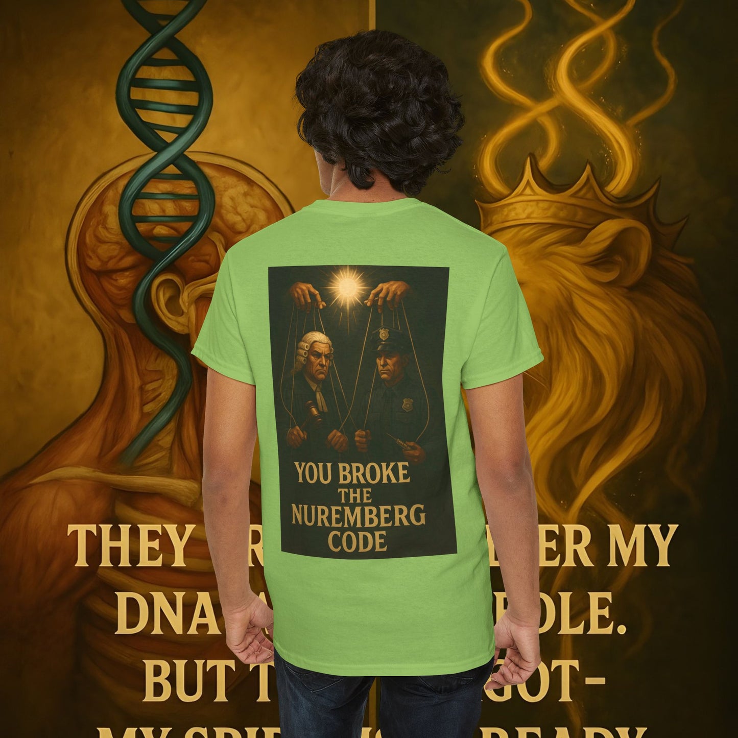 Never Bow Co “You Broke Nuremberg Code” Graphic Tee — Fearless Statement Shirt for Rebels, Truth-Seekers, and Warriors Who Refuse to Be Silenced, Built to Ignite Courage, Spark Conversation, and Stand...