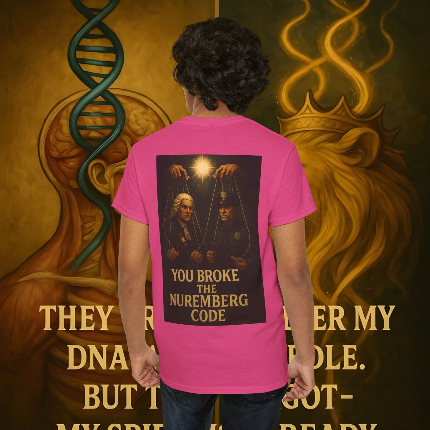 Never Bow Co “You Broke Nuremberg Code” Graphic Tee — Fearless Statement Shirt for Rebels, Truth-Seekers, and Warriors Who Refuse to Be Silenced, Built to Ignite Courage, Spark Conversation, and Stand...