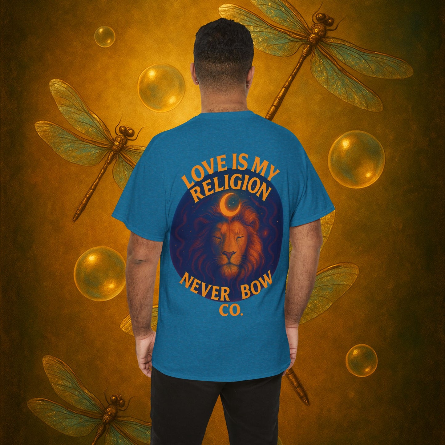 Never Bow Heavy Tee – “Love Is My Religion” | Wear Defiance, Not Fashion. Built for warriors, lovers, and truth-tellers. Every stitch declares rebellion, every wear is a sermon. Stand unshaken.