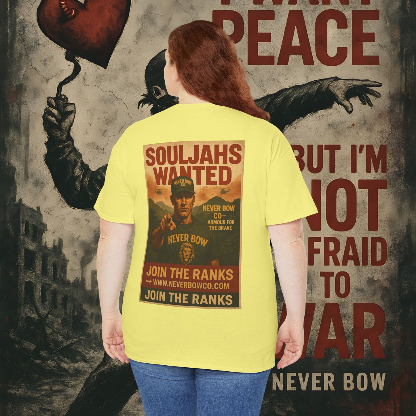 Never Bow Co. Heavy Tee – Cracked Crown Lion | Built for Rebels