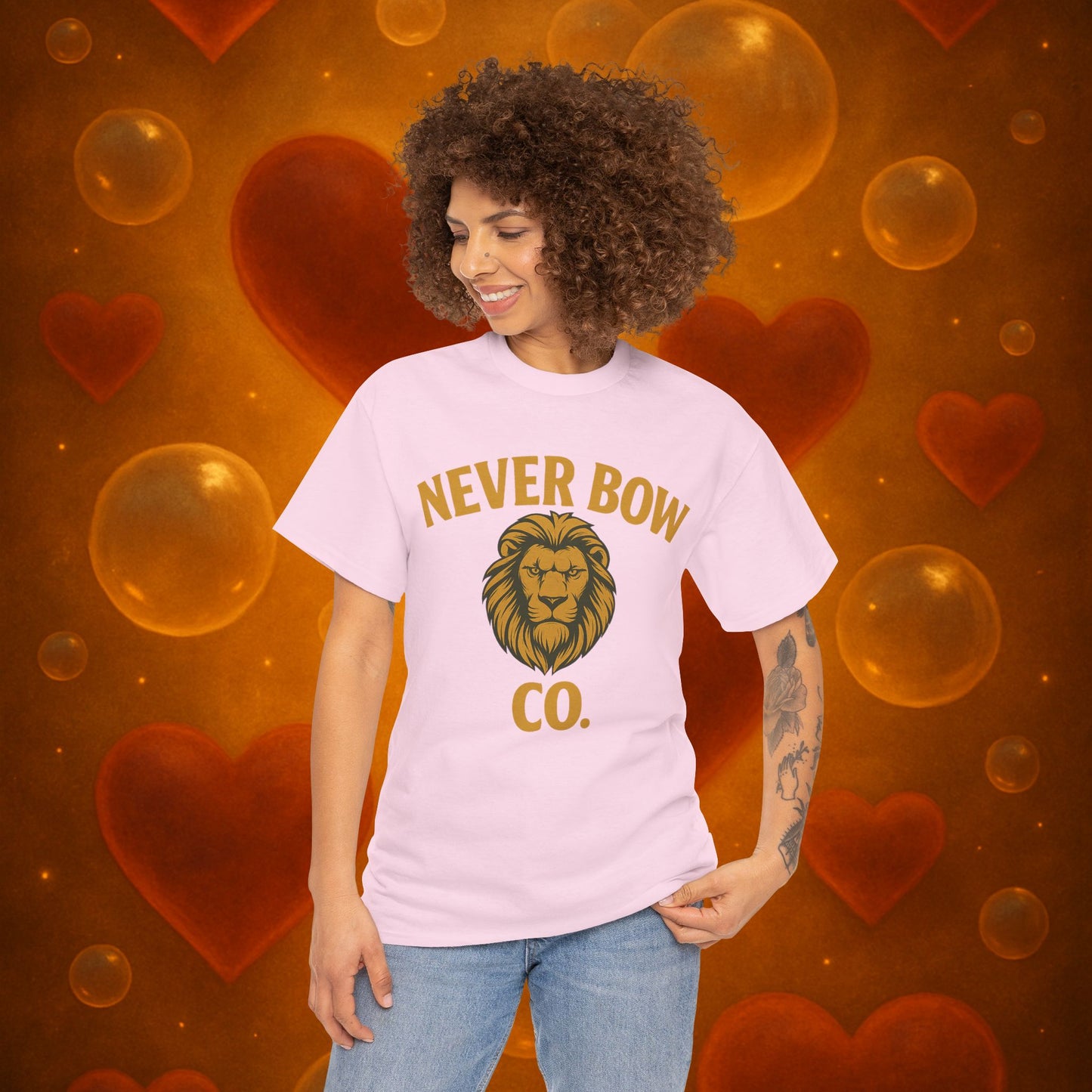 Never Bow Heavy Tee – “Love Is My Religion” | Wear Defiance, Not Fashion. Built for warriors, lovers, and truth-tellers. Every stitch declares rebellion, every wear is a sermon. Stand unshaken.